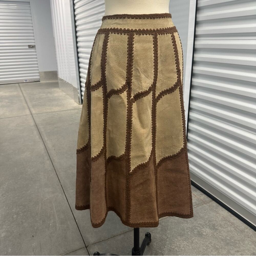 Vintage 70s young east brown suede a line skirt 13/14 - Picture 4 of 16
